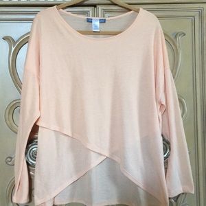 Signature Weekend peach criss Cross blouse nwot L